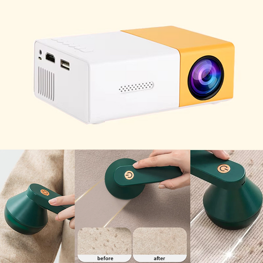 BrightBeam Mini Portable Projector & Lazarus Revive Shaver