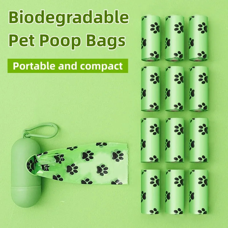 Biodegradable Pet Waste Bags Thickened Portable Printed Dog Poop Bags Eco-Friendly Outdoor Pet Poop Pickup Bags with Organizer