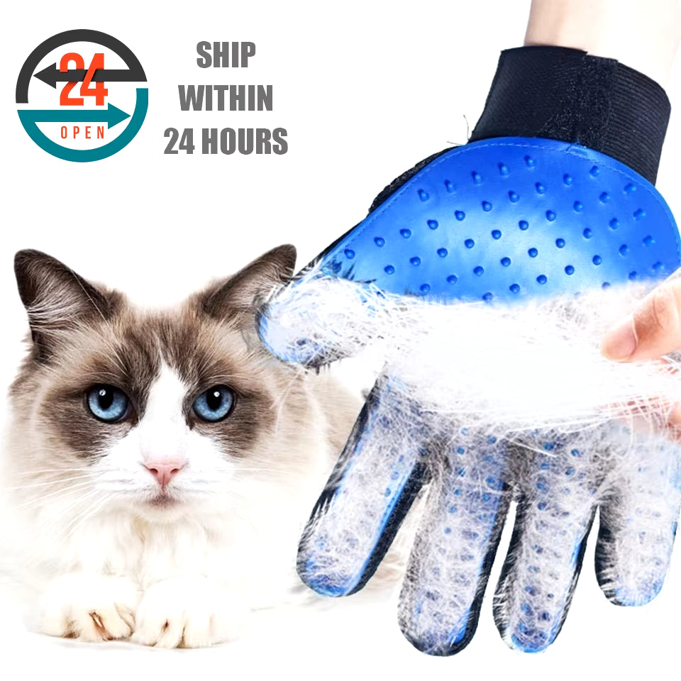 Dualpet Pet Grooming Glove for Dog Cats Glove Pet Hair Deshedding Brush Comb Glove Pet Dog Cleaning Massage Glove Accessories