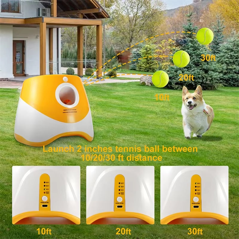 Tennis Automatic Launcher Pet Dogs Chase Toy Mini Tennis Throwing Pinball Machine Fun Interactive Throw Rechargable Catapult