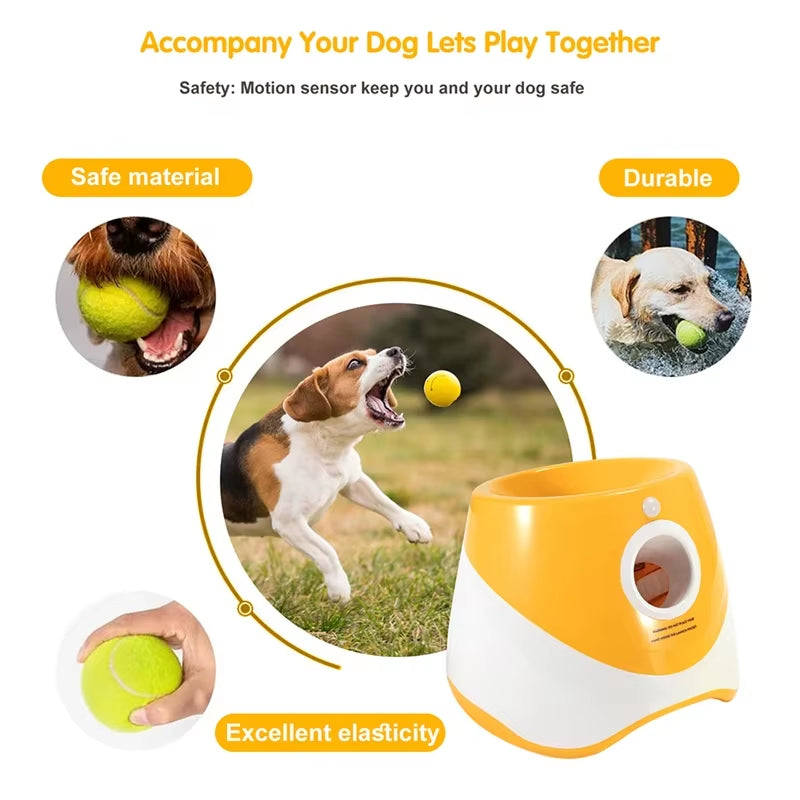 Tennis Automatic Launcher Pet Dogs Chase Toy Mini Tennis Throwing Pinball Machine Fun Interactive Throw Rechargable Catapult