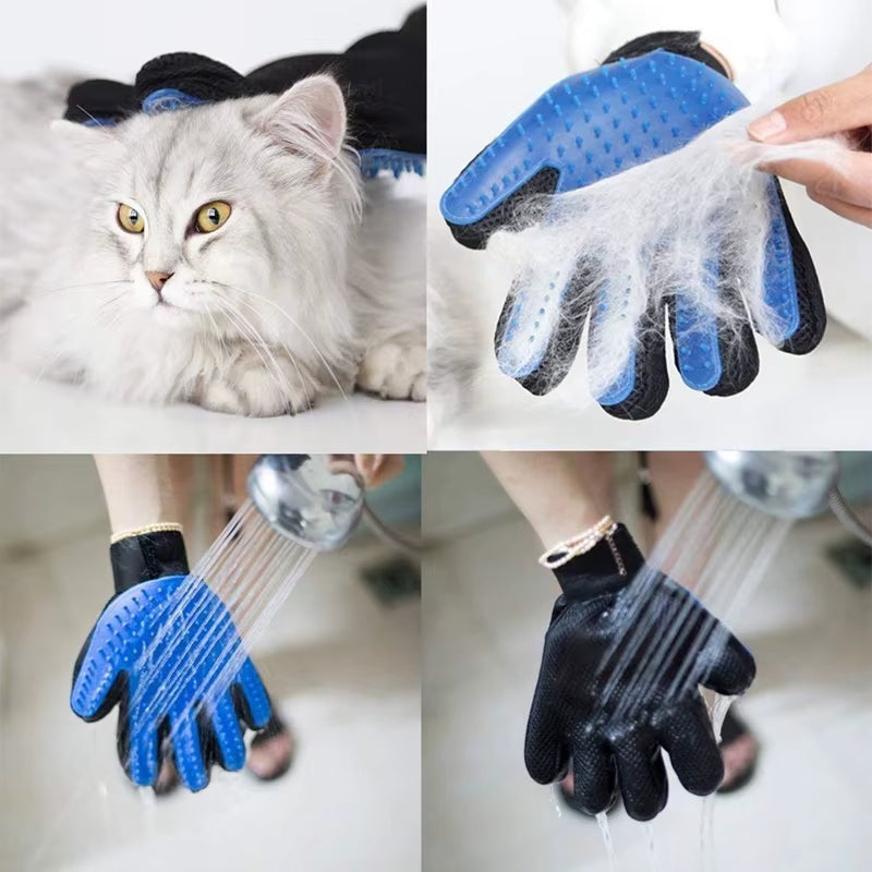 Dualpet Pet Grooming Glove for Dog Cats Glove Pet Hair Deshedding Brush Comb Glove Pet Dog Cleaning Massage Glove Accessories