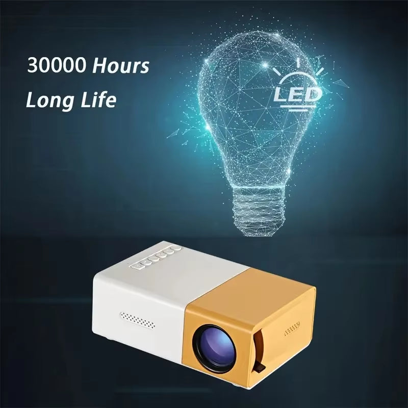 The YG300 Portable Mini Projector Is Suitable for Outdoor Camping, Home Theater, and Projector, with a Lifespan of 30000 Hours