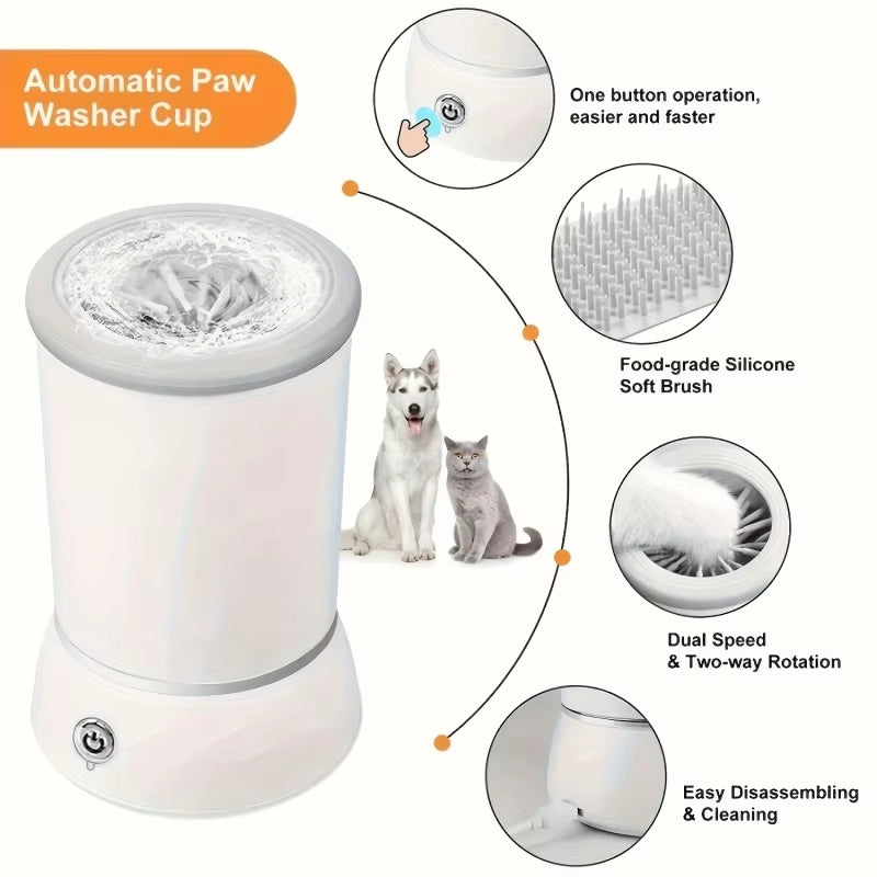 Automatic Dog Paw Washer Usb Rechargeable Pet Paw Cleaner Cup Remove Dust Dirt Silicone Dog Paw Cleaning Bucket Accessories